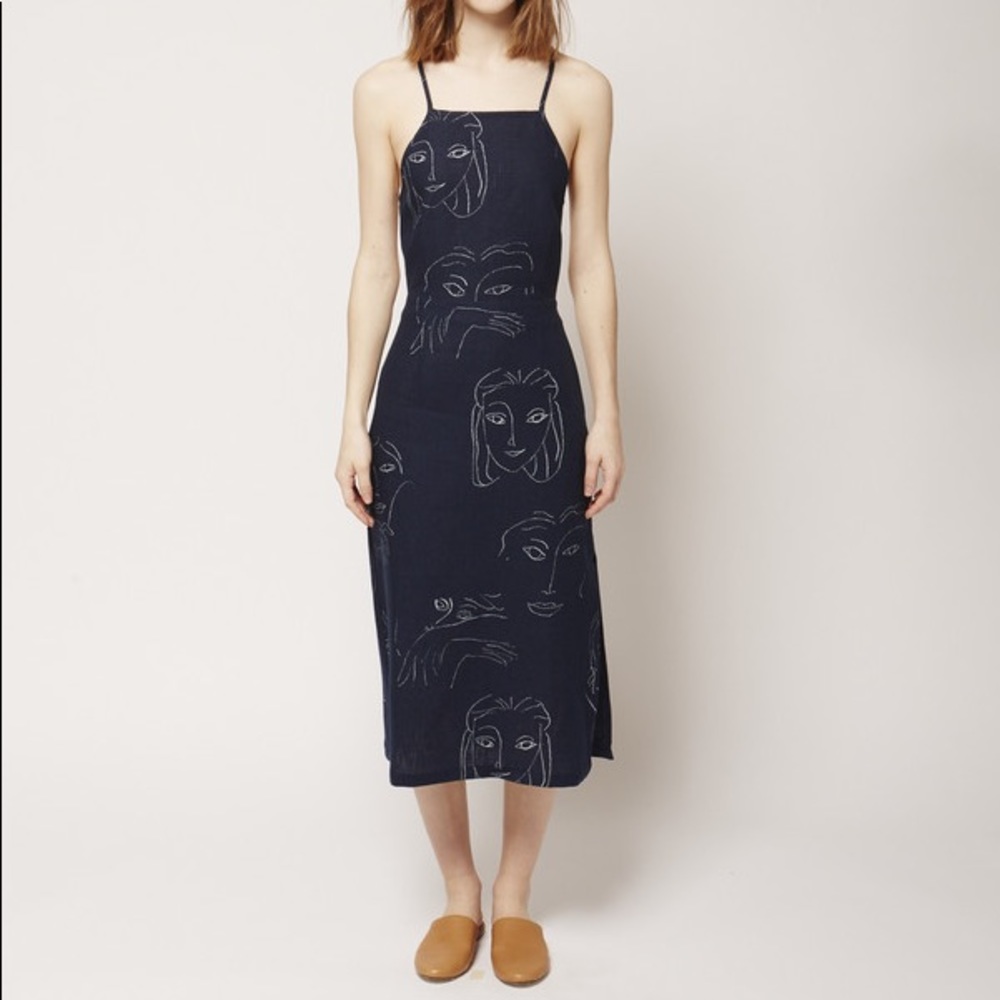 Paloma Wool 36 S 4 dress linen faces carlotta navy